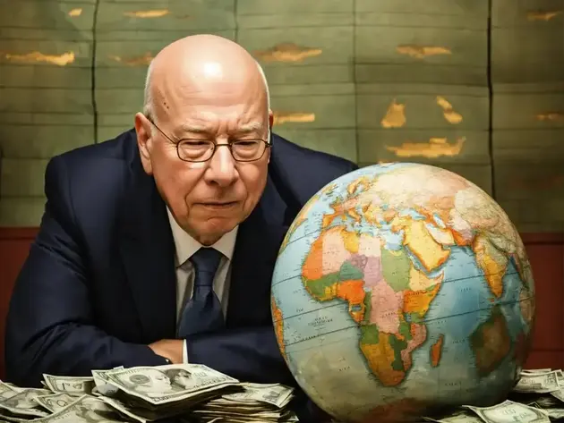 Ilustração de um homem olhando o mundo através de uma bola contendo o mapa mundi.