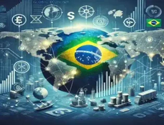 Ilustração Economia Global e Seu Impacto no Brasil
