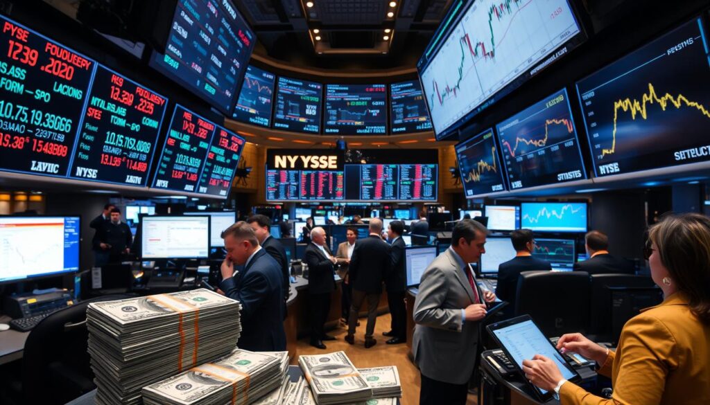 bolsa de valores monitorando o câmbio.