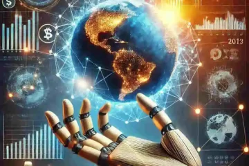 Ilustração inteligência artificial e a economia global